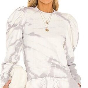 Ulla Johnson Harlan Lavender Tie Dye Puff Sleeve Pullover Sweatshirt